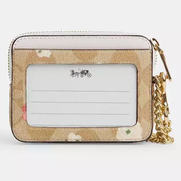Coach Zip Card Case In Signature Canvas With Floral Print new with tags - Picture 2 of 6